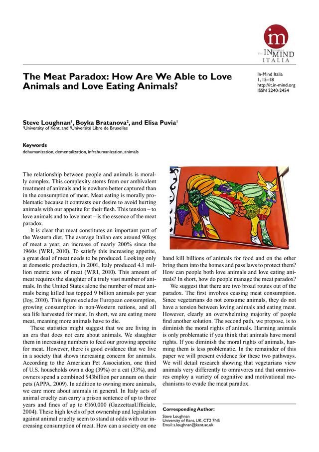 Title page of Loughnan, Bratanova, and Puvia (2012)